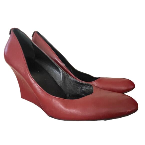 Gucci EUR 41 Wedge Heels Round Toe Deep Red Career Comfort GG Emblem